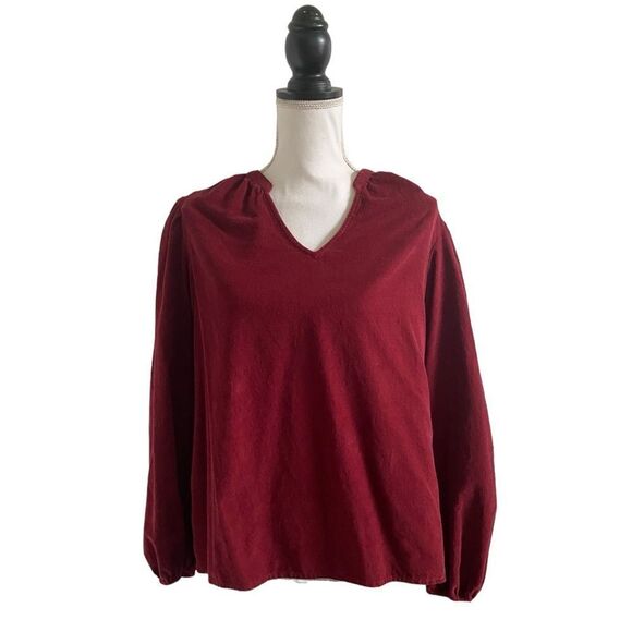 Time and Tru Puff Sleeve Corduroy Tunic Top Rich Red Women’s Size Medium - Picture 7 of 9